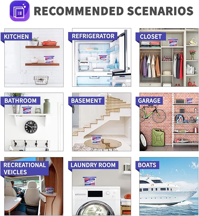 Vacplus Moisture Absorbers 6 Pack, Portable Humidity Absorber Boxes for Your Bathroom, Closet & Car, Dehumidifier with Lavender Fragrance, 10.5 Oz