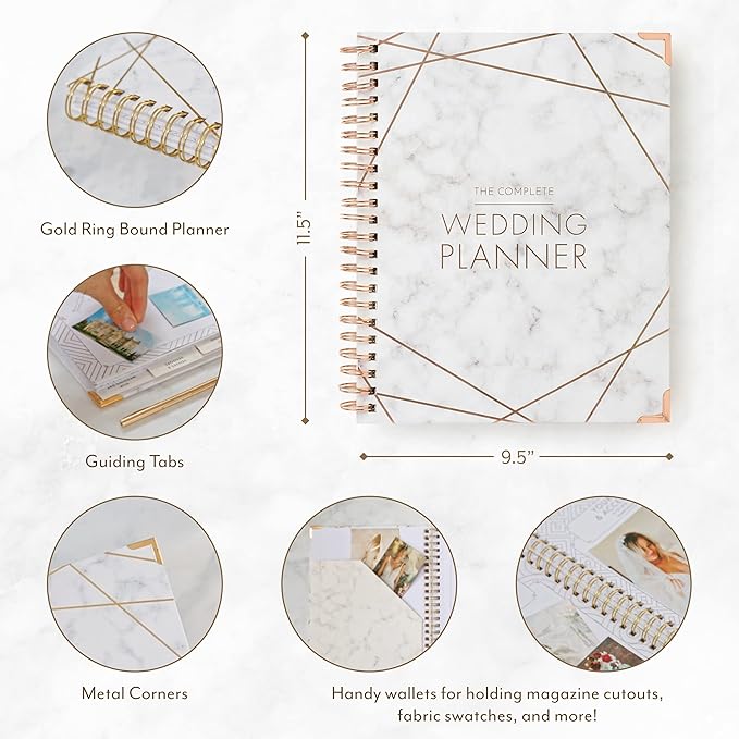 Your Perfect Day Wedding Planner Book and Organizer - Wedding Planner Book - Bridal Planning Binder with Countdown Calendar - Bride Gifts, Bridal Stuff, Notebook, Journal (MARBLED)