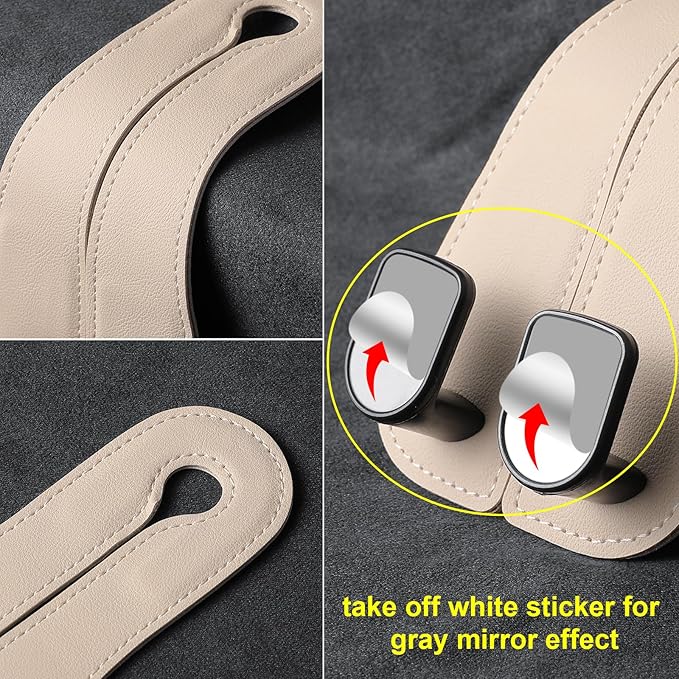 2 Pack KAFANLIN Car Headrest Hooks for Purses and Bags Cute Leather Car Seat Back Head Rest Double Hooks for Bags Cute Pink Beige Car Accessories Headrest Back Seat Handbags Hook (Pink 2 Pack)