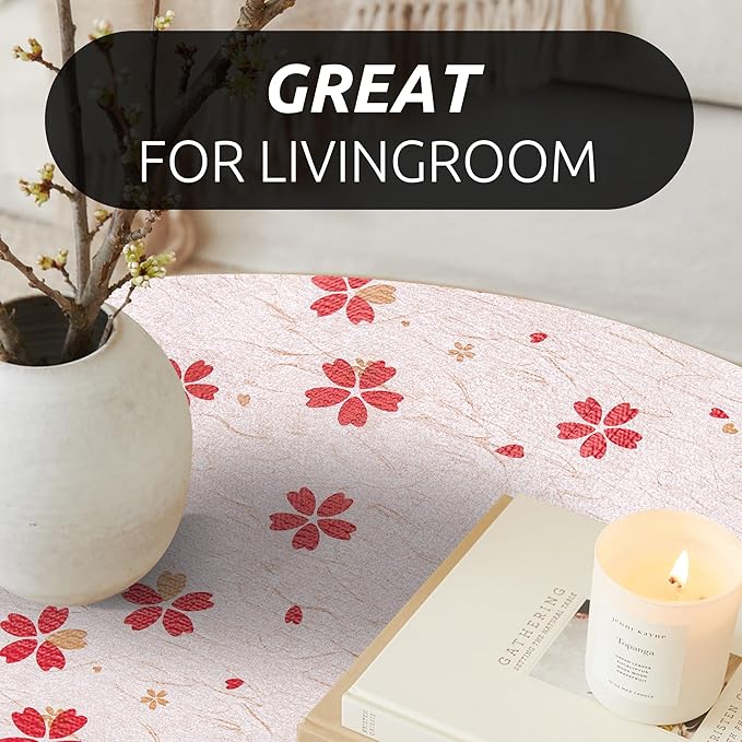 RAY STAR 12X120 Inch Shelf Liner for Kitchen Cabinets, Non-Adhesive Cabinet Liner Washable, PVC Drawer Liner for Dresser Non-Slip Bathroom (Red Floral)(2 Roll)