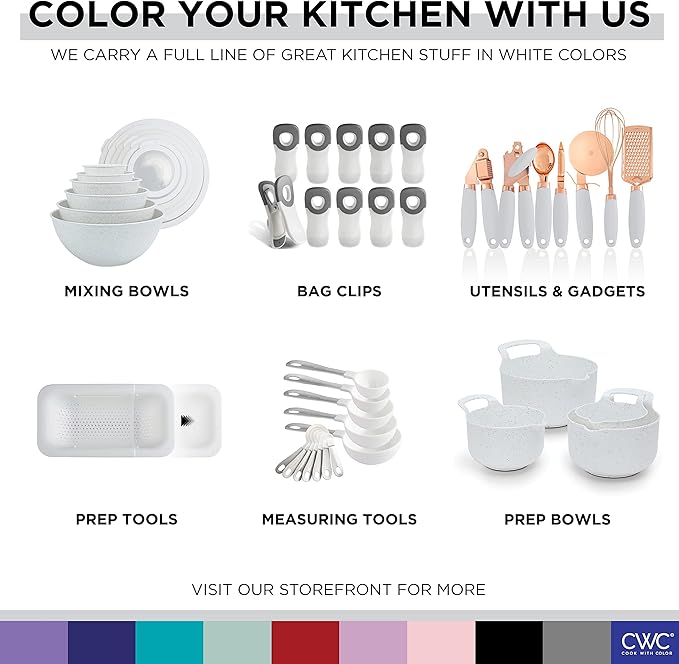 COOK WITH COLOR Bag Clips - Wide Heavy Duty, Large for Food Storage with Airtight Seal Grip, Pack of 8, White
