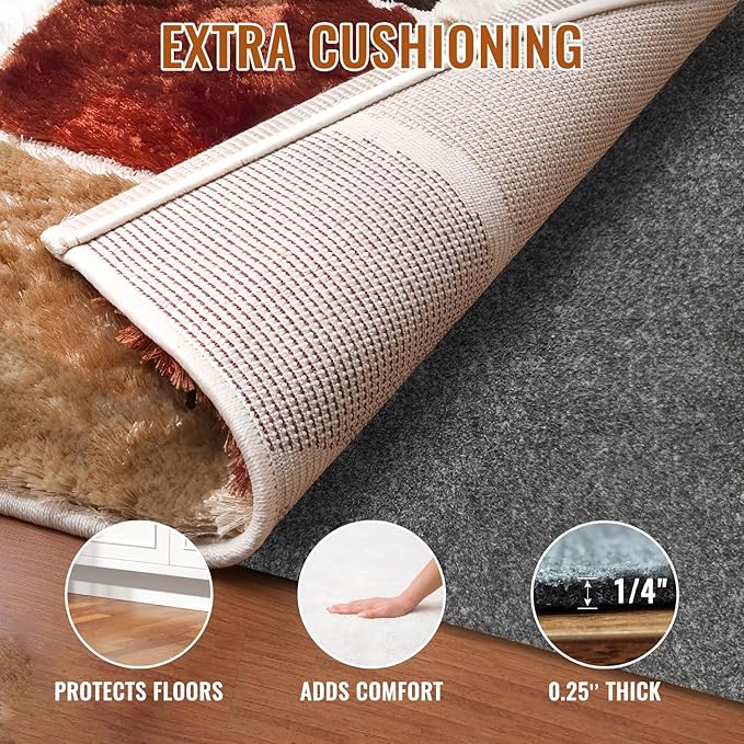 Comfypad - Felt Rug Pad, 2 x 10 Ft Rubber Non-Slip Rug Pad Gripper, Keep Rugs Secure and in Place, Extra Strong Under Carpet Mat Cushion - for All Floors