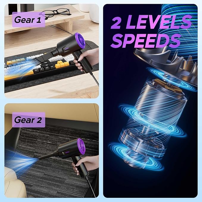 Goweto Electric Air Duster - Air Blower - Multi-Use Compressed Air Duster for Keyboard, Computer, and PC - 5.74 oz Powerful Motor