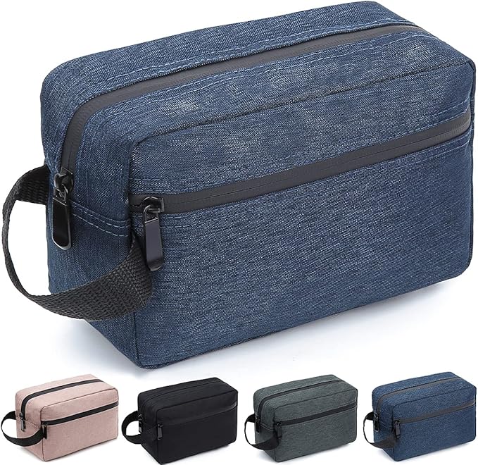 Travel Toiletry Bag for Women and Men, Water-resistant Shaving Bag for Toiletries Accessories, Foldable Storage Bags with Divider and Handle for Cosmetics Toiletries Brushes Tools