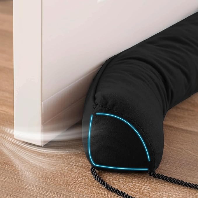 Sunolga 72" Door Draft Stopper Blocks Hot and Cold Air with Removable Washable Cover for Gaps Up to 3", All-Season Seal for Noise, Wind, Under Door Sweep for Bottom of Door, Home Essentials, Black