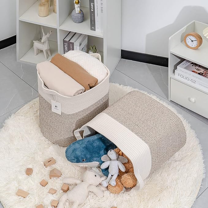 Laughbird Collapsible Laundry for Hamper,Medium Large Storage Bins Fabric Storage Box, Closet Organizer,Hampers Foldable Fabric Storage Basket, Solid Storage Toy Box With Handle, Used to Organize