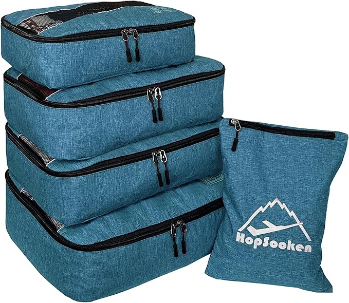 5 Set Packing Cubes for Travel Large Suitcase Luggage Organizer Bags Travel Accessories Vacation 4 Cubes 1 Laundry Pouch Bag