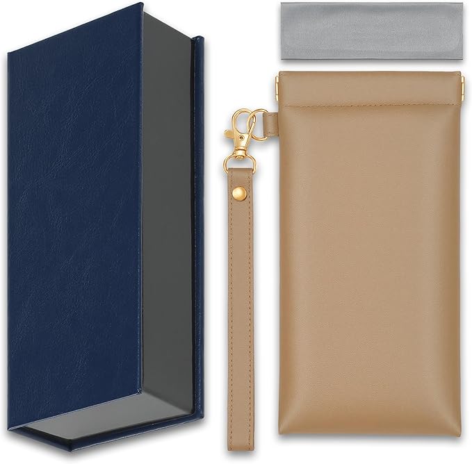 2Pack Leather Glasses Case for Women Men Book-like Hard Shell Eyeglass Bag With Carrying Strap Soft Sunglasses Pouch