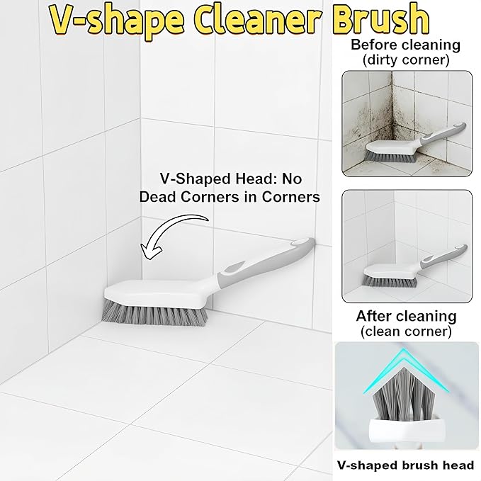 Scrub Brush for Cleaning-3 Pack Heavy-Duty Scrub Brushes Set Shower Scrubber Brush,Grout Brush,Scrubbing Brush with Stiff Bristles for Bathroom,Bathtub,Tile,Floor,Grout,Sink,Swimming Pool