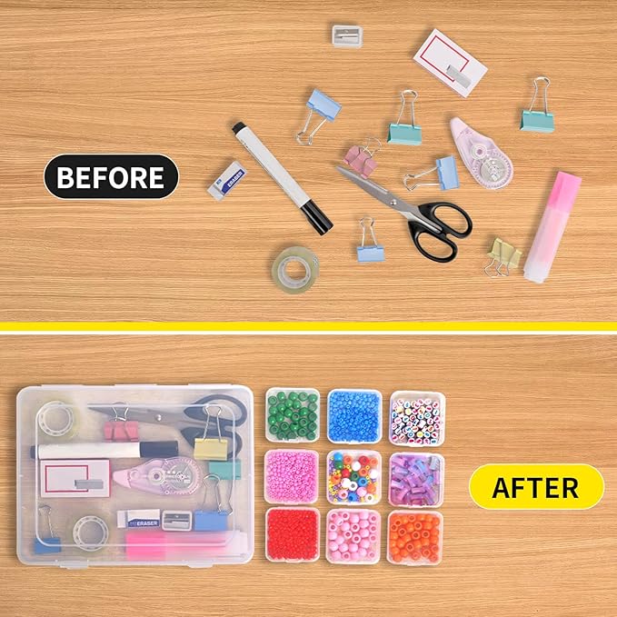 Bead Organizer Box, 60pcs Small Clear Plastic Storage Containers, Craft Storage Box Features Hinged Lid and Labels, Mini Boxes for Bracelets, Jewelry, Diamonds, Clay Beads, Screws, Seeds, Small Parts