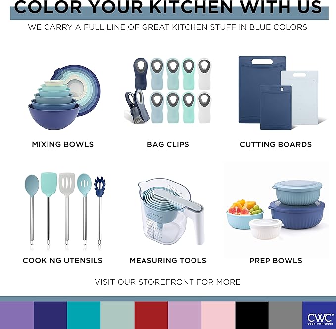 COOK WITH COLOR Bag Clips - Heavy Duty Chip Clip and Refrigerator Magnet Clips for Food Storage with Air Tight Seal Grip, Blue, Pack of 4 Large Clips