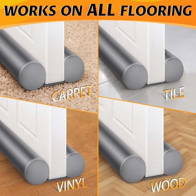 MAXTID Large Door Draft Blocker 32" Grey Bottom Door Draft Stoppers for Bottom of Door Weather Stripping Shower Door Seal Strip Under Gap Filler Doors Sweep Interior Doors for Home