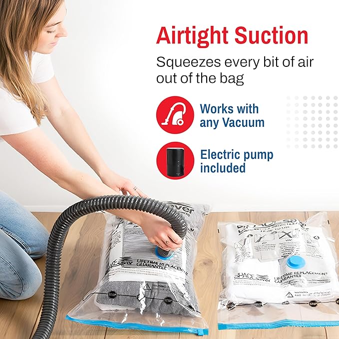 15-Pack Variety Vacuum Storage Bags for Comforters, Blankets & Clothes – Vacuum Sealed Compression Bags with Hand Pump – Space Saver Storage Bags for Bedding,Travel & Organization (3S, 4M, 4L & 4XL)