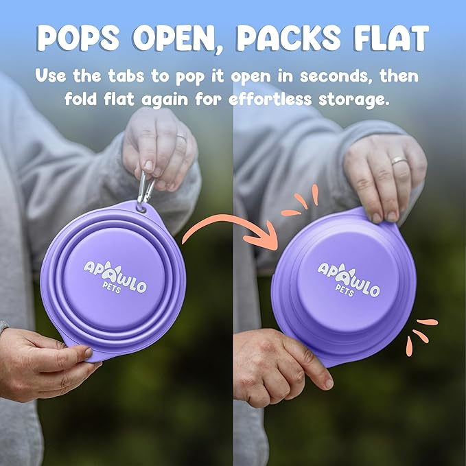 Collapsible Dog Bowl - 800ml/27 oz Portable Silicone Travel Water Bowl for Dogs with Carabiner | Foldable, Dishwasher Safe | Hiking, Camping Dog Essentials & Outdoor Pet Feeding - Green