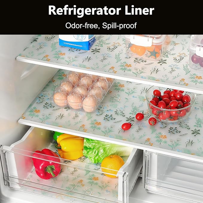 INNOLITES Shelf Liners for Kitchen Cabinets – Drawer Liner Waterproof & Oil-Proof, Non-Adhesive EVA with Floral Pattern – Durable Washable, Easy to Cut (Sage Green, 11.8" x 120")