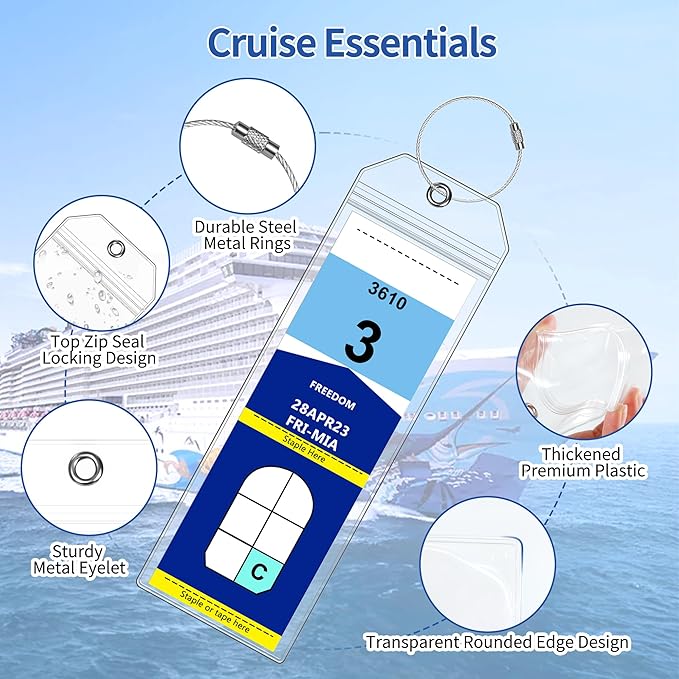 40 Pack Luggage Tags Travel Essentials & Cruise Essentials for NCL, Princess, Carnival, Royal Caribbean & Celebrity Cruise Ships by SEAVILIA