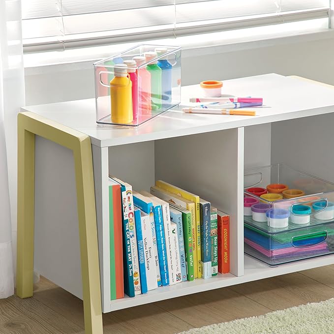 InterDesign Slim Clear Plastic Stackable Storage Bin, Tall Narrow Organizer for Kitchen or Pantry, 4-Pack