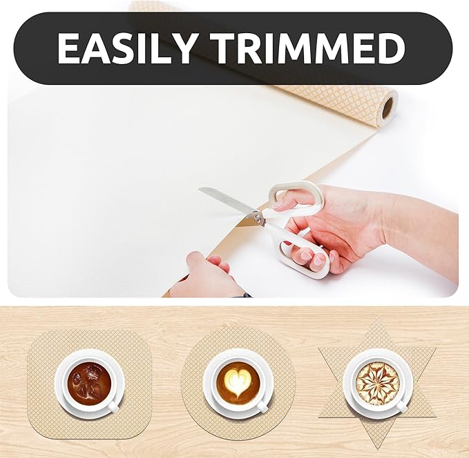 RAY STAR 18X96 Inch Shelf Liner for Kitchen Cabinets, Non-Adhesive Cabinet Liner Washable, PVC Drawer Liner for Dresser Non-Slip Bathroom (Yellow Circle)(1 Roll)