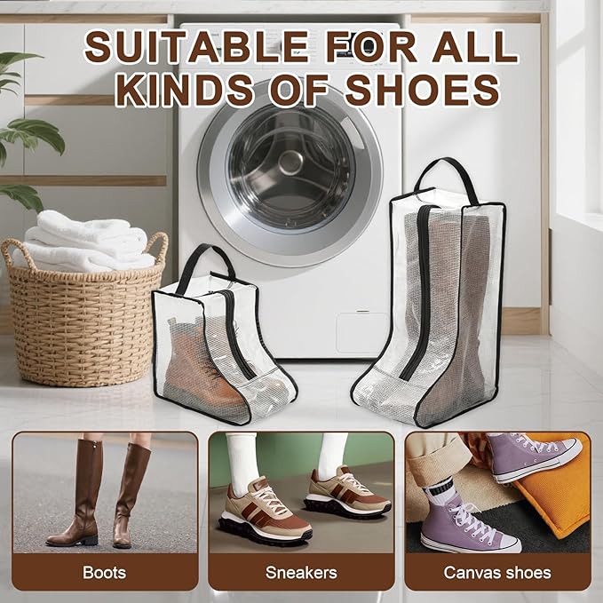 4 Pcs Boot Storage Bag, Portable Waterproof and Dustproof Boot Bags for Cowboy Boots (2*High + 2*Short)