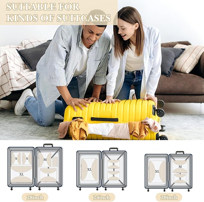 8 Set Compression Packing Cubes for Travel, Packing Cubes Compression Travel Accessories Expandable Packing Organizers for Carry on Luggage Suitcase