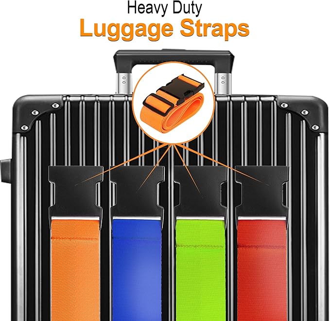 Luggage Straps for Suitcases TSA Approved Travel Belt 8 Pack by Chelmon (Mixed Colors)