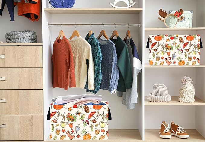 Rec Thanksgiving Box Hamper Storage Basket Collapsible Organizer Bin Gift Shelf Baskets for Home and Kitchen Storage