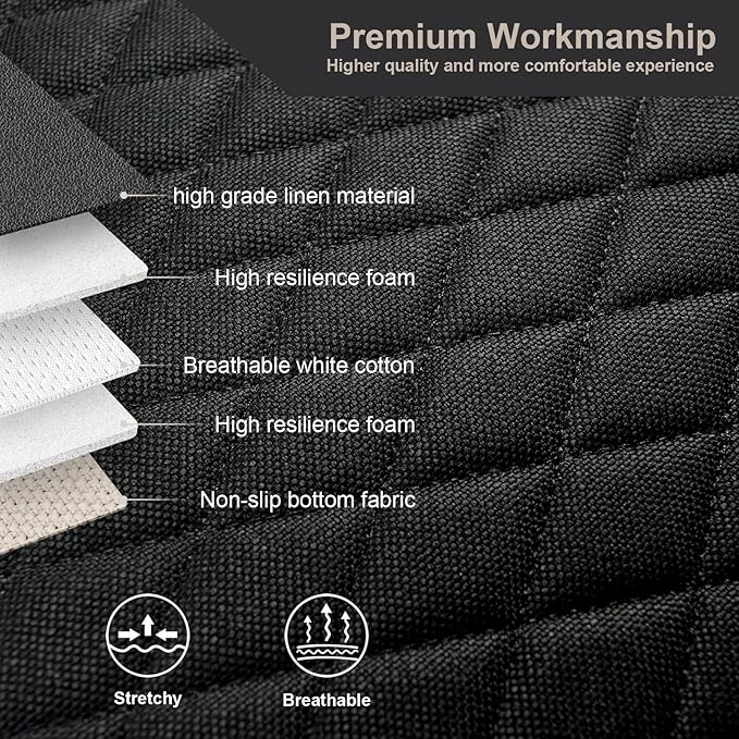 West Llama Linen Car Seat Covers,Bottom Seat Covers for Cars Include 1 Piece Front Driver Seat Pad Mat Universal Fits 90% Vehicles,SUVs,Cars,Sedans(1Piece-Black)