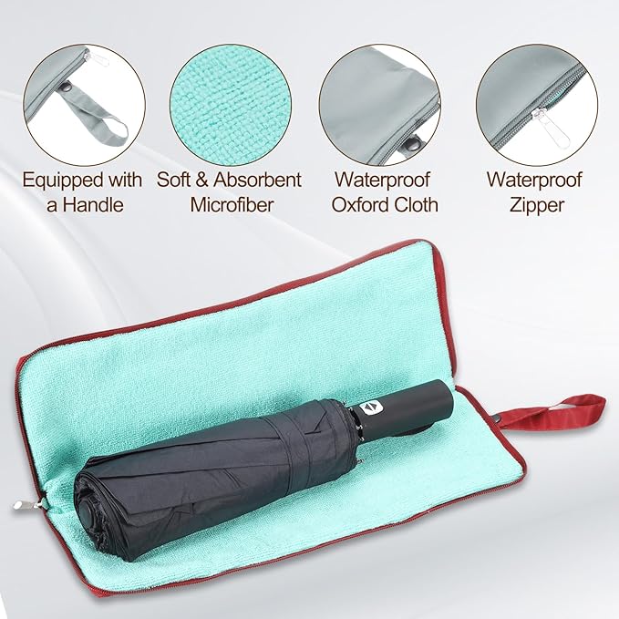 uxcell Wet Umbrellas Bag, 11 x 5 Inch Waterproof Oxford Cloth Reversible Umbrellas Sleeve Cover Portable Waterproof Case for Wet Travel Folding Umbrellas Travel Home Outdoor, Gray