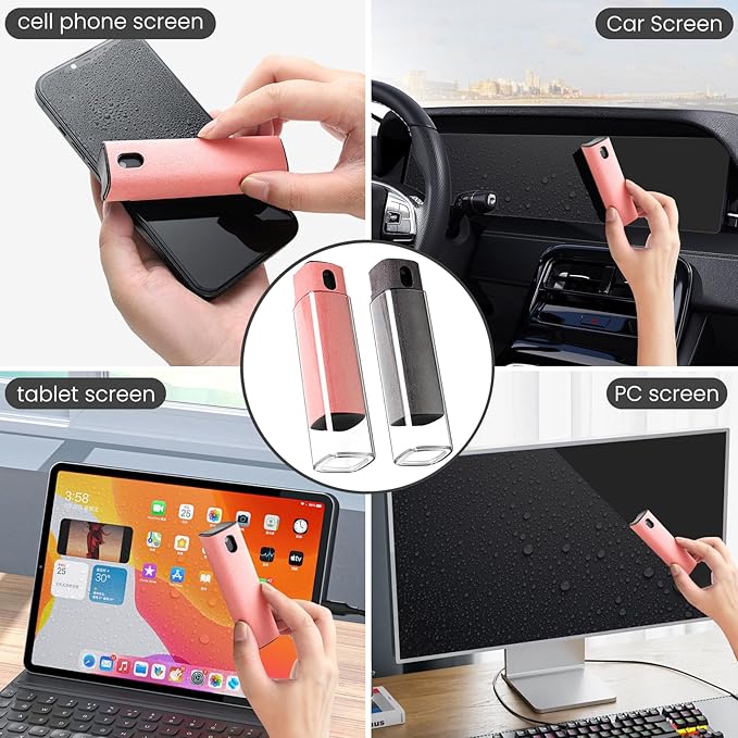 CUIUD Screen Cleaner Kit 4 Pcs, Two in One Screen Cleaner Spray and Wipe, Touchscreen Mist Cleaner Spray Bottle for Phone/Laptop/Tablet/TV/Monitor/Car Screens