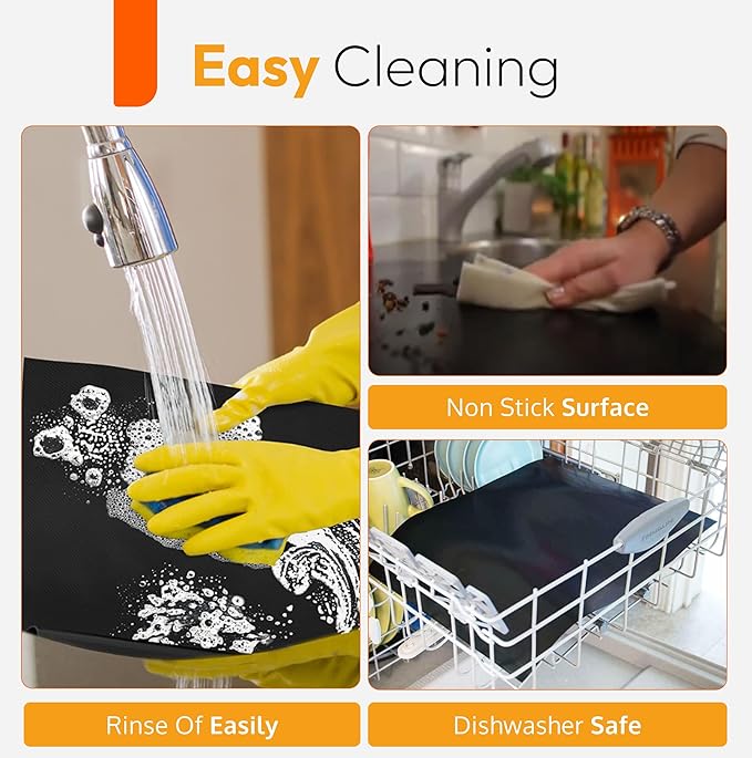 Heavy Duty Oven Liners for Bottom of Oven, Non Stick Teflon Liners for Electric or Gas Ranges, Reusable Mats for Electric Gas Microwave or Grill, BPA & PFOA Free Spill Guard, Kitchen Accessory