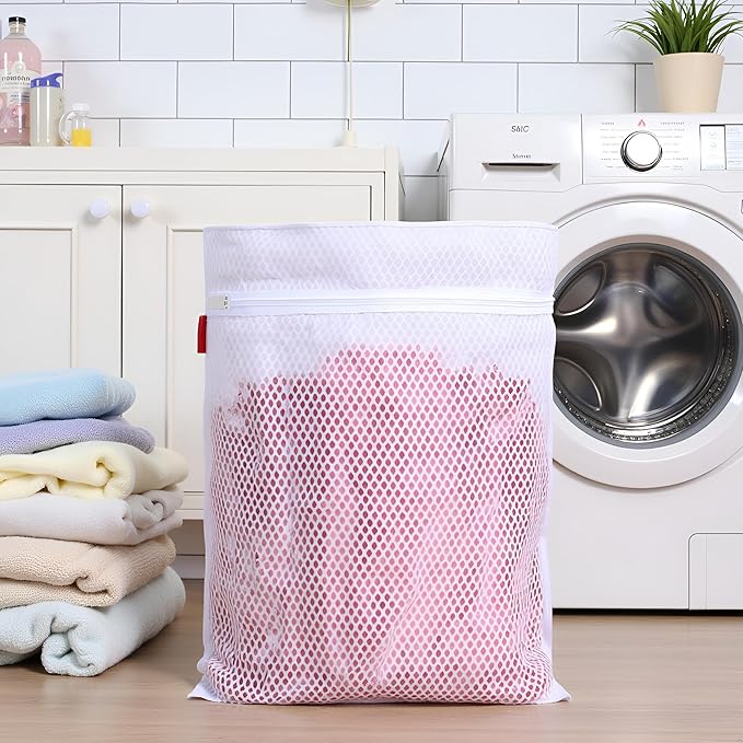 4 Pack Durable Mesh Laundry Bags & Lingerie Bags For Washing Delicates, Sock Shoes &Travel Organizer 16 x 12.5 Inches