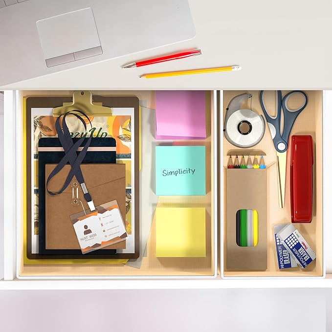 Simple Houseware Foldable Drawer Organizer Set of 12, Beige – Fabric Storage Bins for Clothes, Underwear, Bra, Panty, Socks, Onesies – Closet & Dresser Drawer Dividers for Home Organization