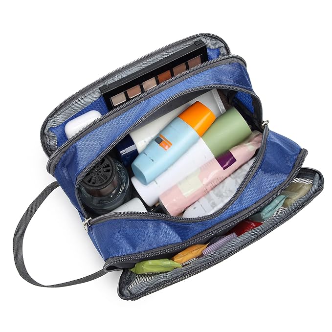 Yeiotsy Boys Toiletry Bag - Kids Travel Dopp Kit with Mesh Pockets, Compact Organizer for Gym, Camping, Hiking (Sapphire)