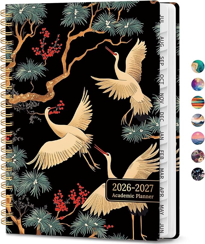 Academic Planner 2026-2027, Weekly and Monthly Calendar Book, July 2026 – June 2027, Hardcover Planner with Tabs, Perfect for Teachers, Students, Women & Men, A4 (8.5" x 11") - Crane