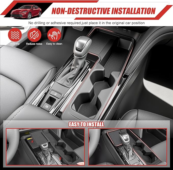 Cup Holder Coaster Fit for 2025-2026 Toyota Camry Accessories Wireless Charging Pad Mat Cup Holder Pad Liner Inserts Interior CupHolder Liner for Toyota Camry(for Camry)