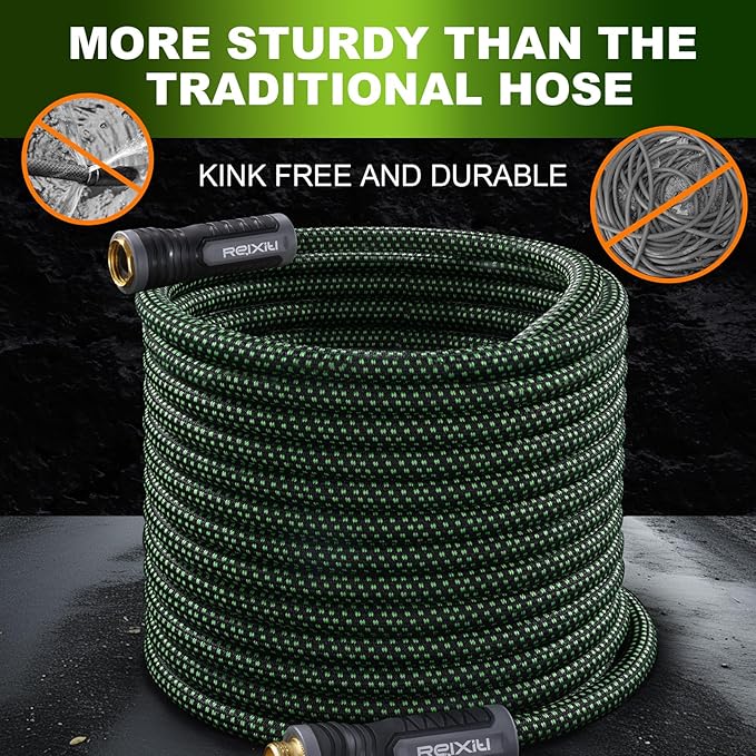 Relxitl Garden Hose, Flexible Water Hose, Ultra Lightweight Non-Expanding hose with 10 Function Sprayer, Leak proof, Pressure Resistant for Yard, Outdoor (Green, 25FT)