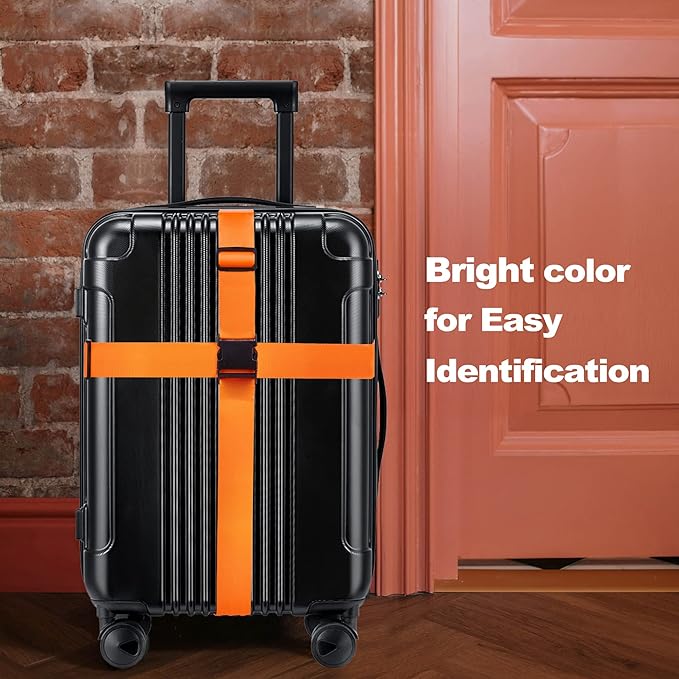 Luggage Straps for Suitcases TSA Approved Travel Belt 8 Pack by Chelmon (Orange)