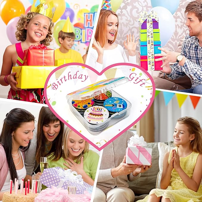 MORCART 16PCS Cute Birthday Magnets Decoration for Fridge Refrigerator Locker Whiteboard Decorative Magnetic Board Cabinets Classroom Office Cubicle Gift (Birthday)