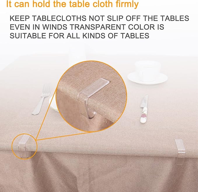 24 Pieces Transparent Clear Tablecloth Clips, Plastic Table Cloth Clips, Windproof Table Cover Holder Clamps, Table Cloth Holder for Christmas Home Wedding Party Indoor Outdoor Camping Picnic (24, Small)