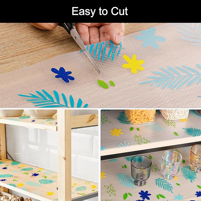 Cooyes Shelf Liner – Premium Non-Adhesive Cabinet & Drawer Liner for Kitchen – Waterproof Shelf Paper with Modern Pattern – Durable EVA Cabinet Mat – Easy to Cut （17.5" W x 197" L）