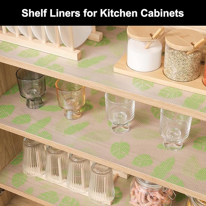 Cooyes Shelf Liner – Premium Non-Adhesive Cabinet & Drawer Liner for Kitchen – Waterproof Shelf Paper with Modern Pattern – Durable EVA Cabinet Mat – Easy to Cut (17.5" W x 197" L)