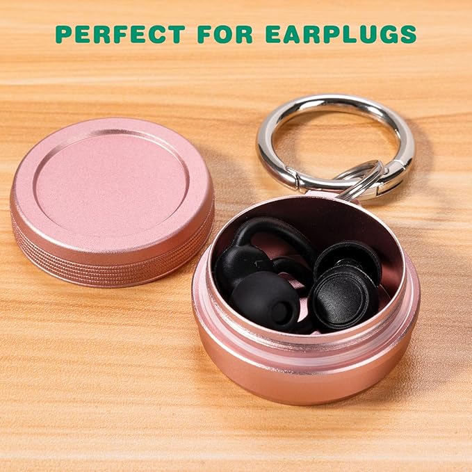 Daily Metal Carrying Case - Portable Keychain Pill Holder, Waterproof Small Travel pill Container for Earplugs Coins, Compatible with Loop, Eargasm & Vibes, Compact Mini Purse Pill Box (Pink)