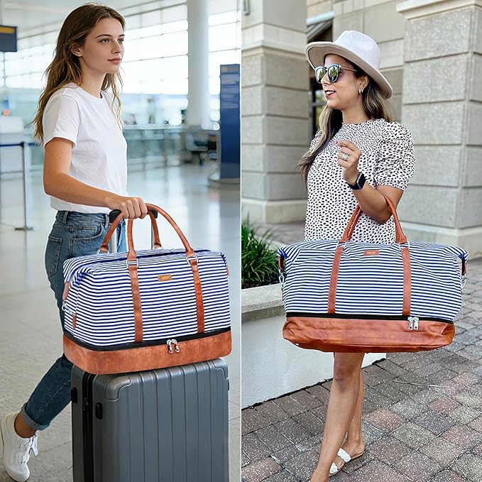 IBFUN Weekender Bags for Women, 21" Weekender Travel Bag, Travel Duffle Bag with Shoe Compartment, Carry-on Overnight Duffel Bag for Weekend Travel, Business Trip
