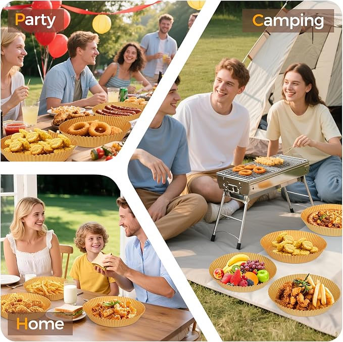 Air Fryer Liners for Ninja, 205 PCS Heavy-Duty Disposable Air Fryer Liners, 8" Round Airfryer Paper Liners for 5-8 QT Basket, Oil-Proof & Non-Stick Parchment Paper for Baking, Microwave, Oven, Pans