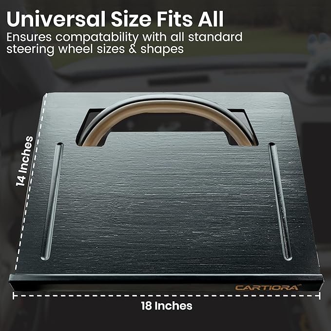 Essential Steering Wheel Tray - Car Table for Meal, Multipurpose Steering Wheel Table for Travelers, Table and Laptop Holder, Laptop Tray for Work