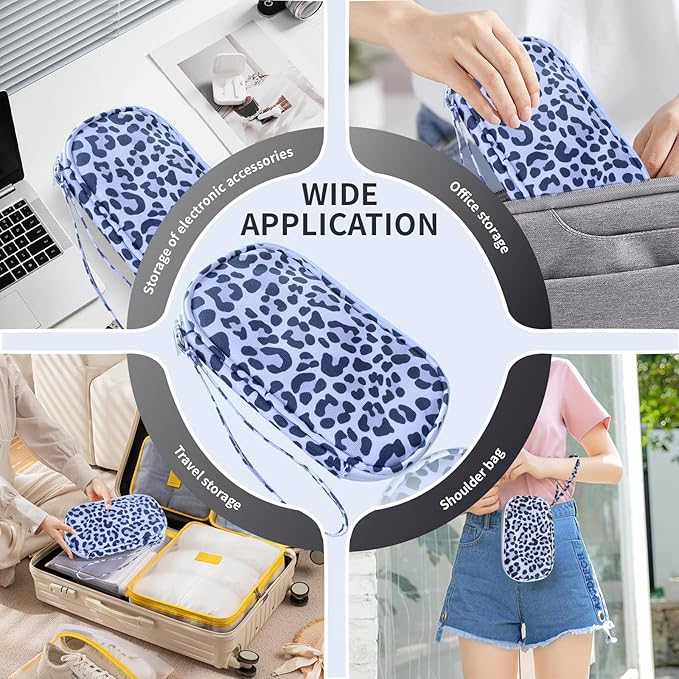 Electronics Organizer Travel Case, Cable Organizer Travel Essentials Tech Pouch,Suitable for Charger, Cable, Phone，Flash Drive,Leopard print