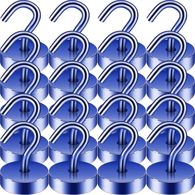 Neosmuk Magnetic Hooks, Cruise Ship Essentials, 40lb+ Heavy Duty Magnetic Hooks for Cruise Cabins, Refrigerator, Grill, Hanging, and Travel | Extra Strong Must-Have Magnet Hook, Navy Blue, Pack of 20