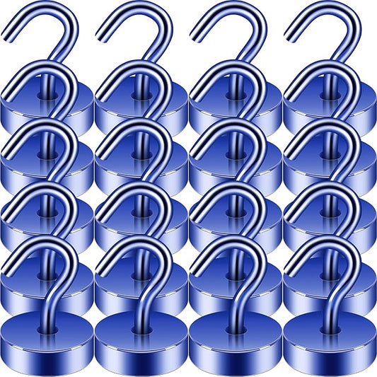 Neosmuk Magnetic Hooks, Cruise Ship Essentials, 40lb+ Heavy Duty Magnetic Hooks for Cruise Cabins, Refrigerator, Grill, Hanging, and Travel | Extra Strong Must-Have Magnet Hook, Navy Blue, Pack of 20