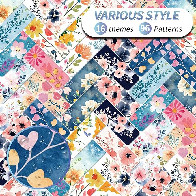 96 Pieces Magnetic Bookmarks Magnet Page Markers - Book Marks for Reading Women & Men with Storage Boxes - Cute Magnet Bookmark Clips for Reading Pleasure（Flowers）