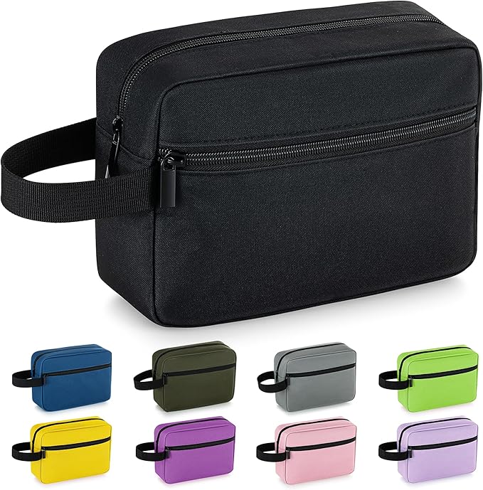 Elviros Travel Toiletry Bag for Women and Men,Lightweight Makeup Bag Hanging Dopp Kit with Shaving Compartment Cosmetic Organizer Small Tool Bag Travel Essentials,Gifts for Men(Black)